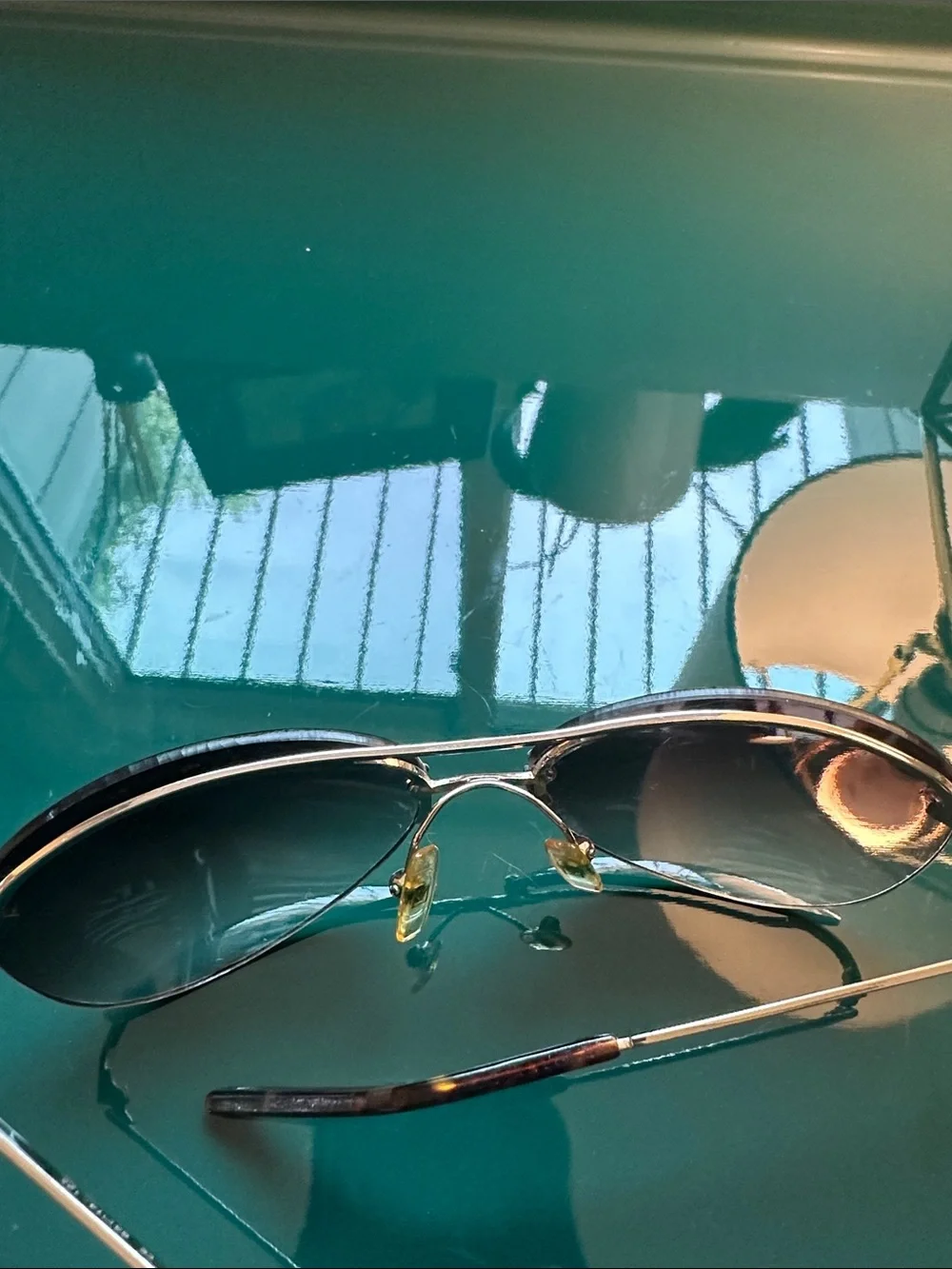 Michael Kors Black Aviator Sunglasses with Brown Croc Case